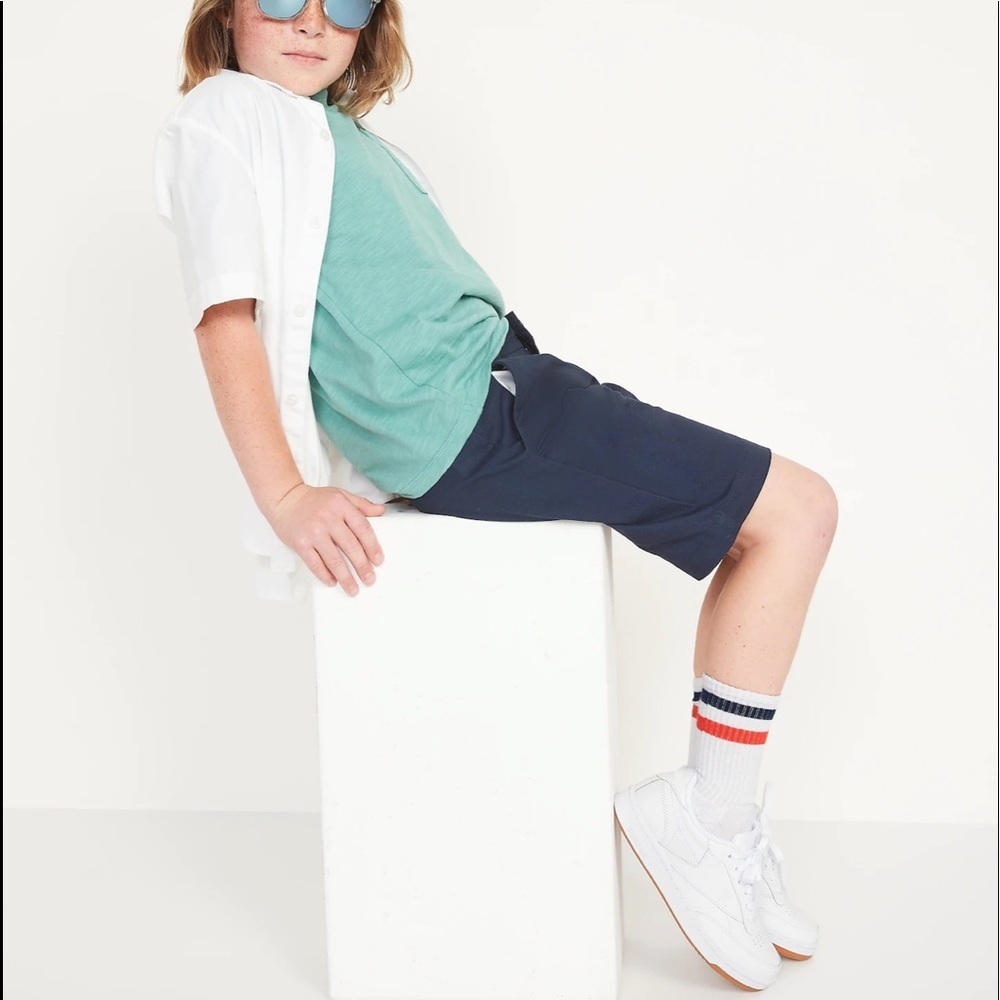 Built-In Flex Twill Straight Uniform Shorts for Boys (At Knee)